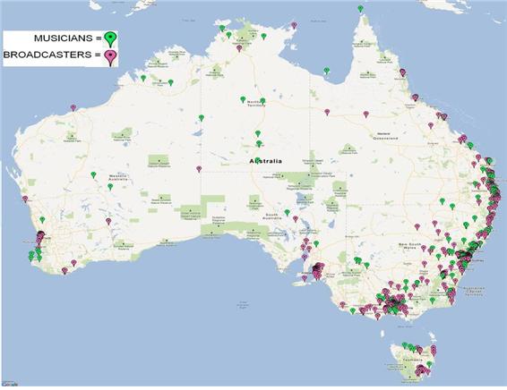 호주공동체라디오음악방영프로젝트에 연계된 음악인 및 방송인들.